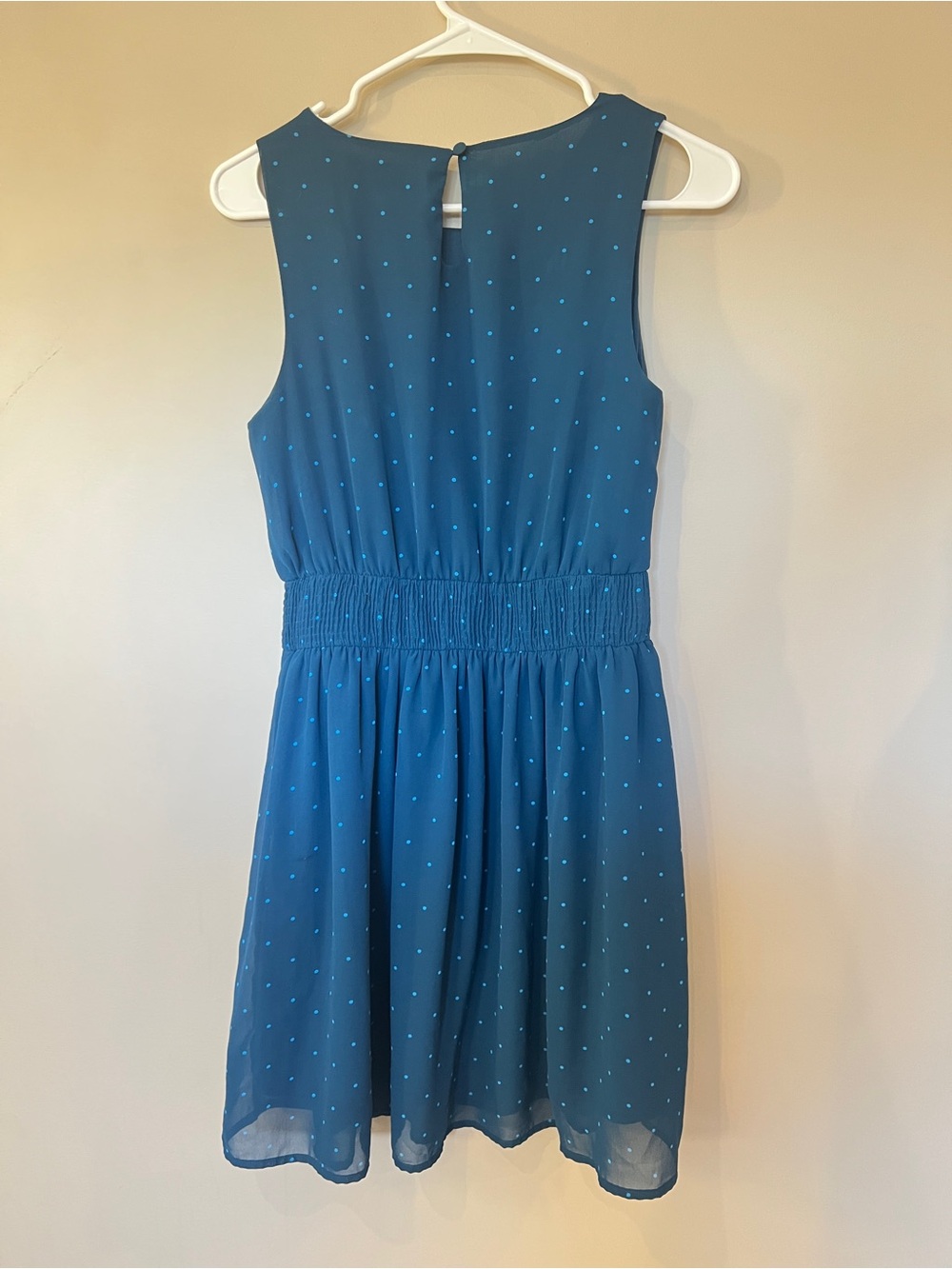 Vero Moda Blue Polka Dot Sleeveless Fit & Flare Dress Size Small - Picture 4 of 6